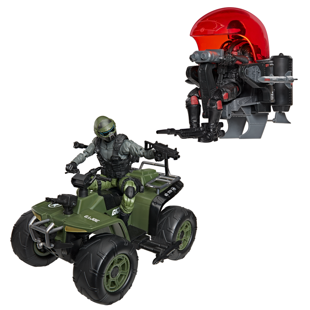 G.I. Joe Classified Series #218, Snake Eyes & Varmint ATV Vs. Stealth Viper & Cobra Stealth Flight Pod (Trubble Bubble)