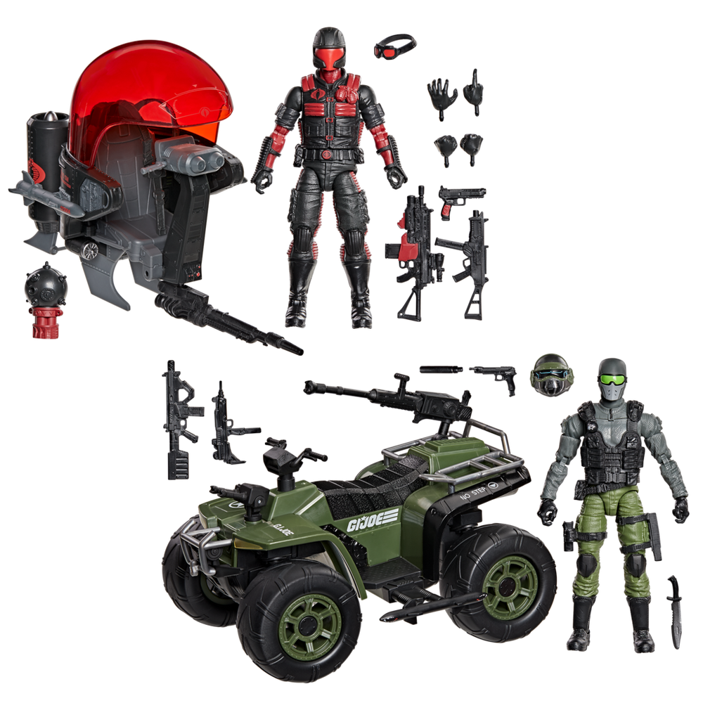 G.I. Joe Classified Series #218, Snake Eyes & Varmint ATV Vs. Stealth Viper & Cobra Stealth Flight Pod (Trubble Bubble)